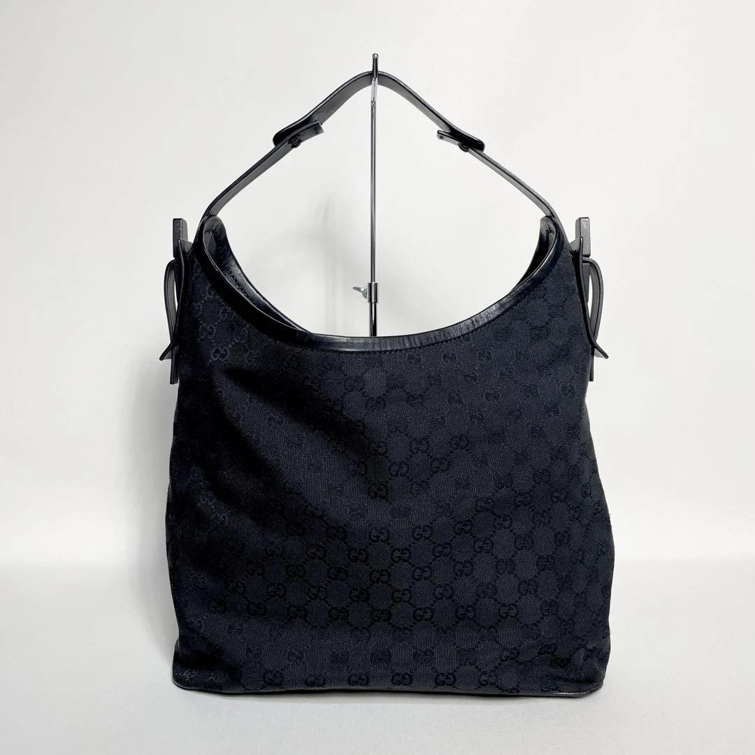 Sac fourre tout Gucci GG toile une épaule noir femme du Japon i4557