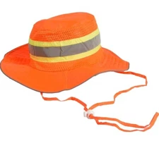 IRONWEAR Unisex Booney Safety Hat Neon Orange Silver Reflective Tape L/XL Lot 2