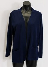 Jones New York Women's Open Front Ribbed Pockets Cardigan EJ2 Navy Small NWT
