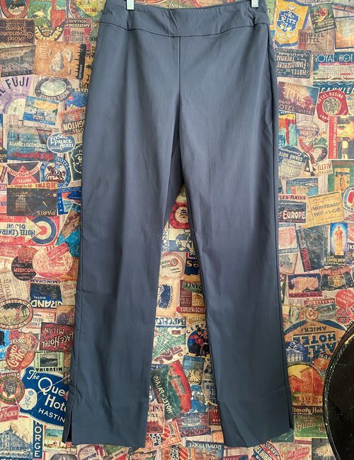 MarlaWynne Stretch Twill Flatterfit Pant with Slit Ombre Blue NEW Marla Wynne