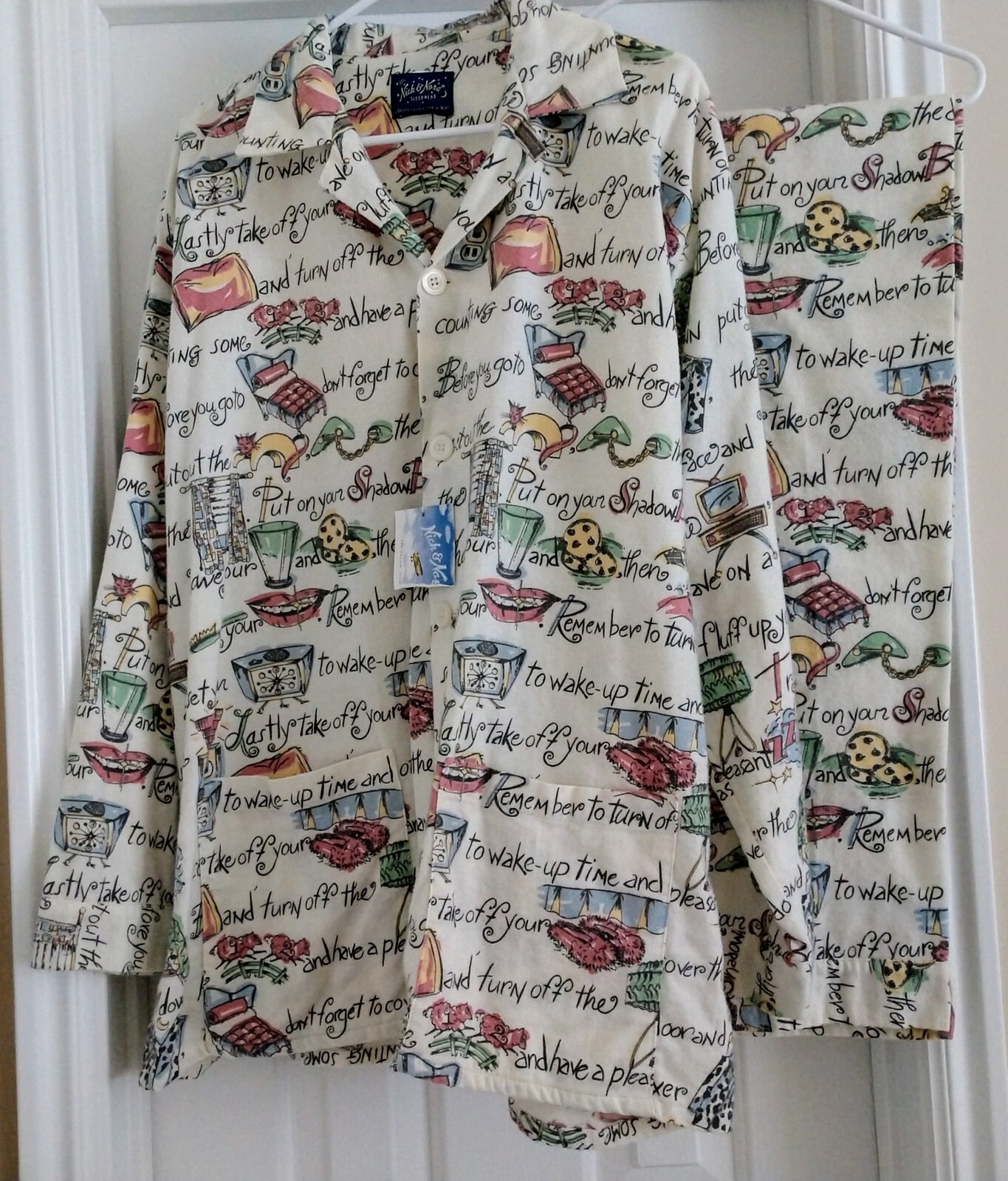 Nick and Nora NWT Rare 100percent Cotton Flannel "Bed Time Story" Flannel Pajama Set image 2