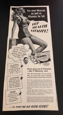 1944 STAMS Multi-Vitamins & Minerals - Bathing Beauty - Vintage Magazine Ad