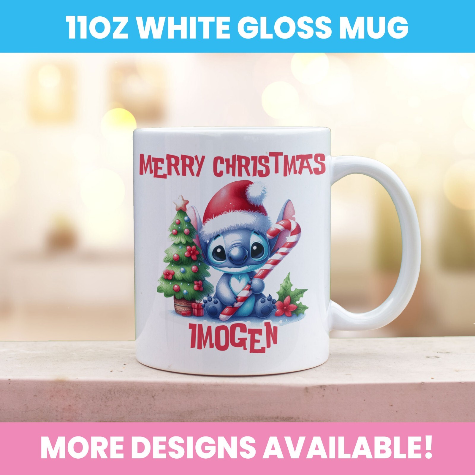 PERSONALISED STITCH CHRISTMAS MUG ANY NAME COFFEE TEA CUP DRINK MUG 11OZ