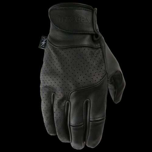 Thrashin' Supply Co. Black Siege Leather Gloves for Motorcycle Street Riding - Picture 1 of 2