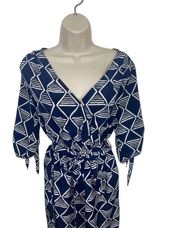 OLD NAVY Women's Size Small Blue Faux Wrap Dress with Fabric Belt - Image 4 of 4