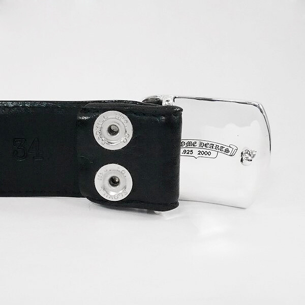 CHROME HEARTS Military Buckle CH 1.5 inch Black Leather Belt CHROME HEARTS Military Buckle CH 1.5 inch Black Leather Belt
