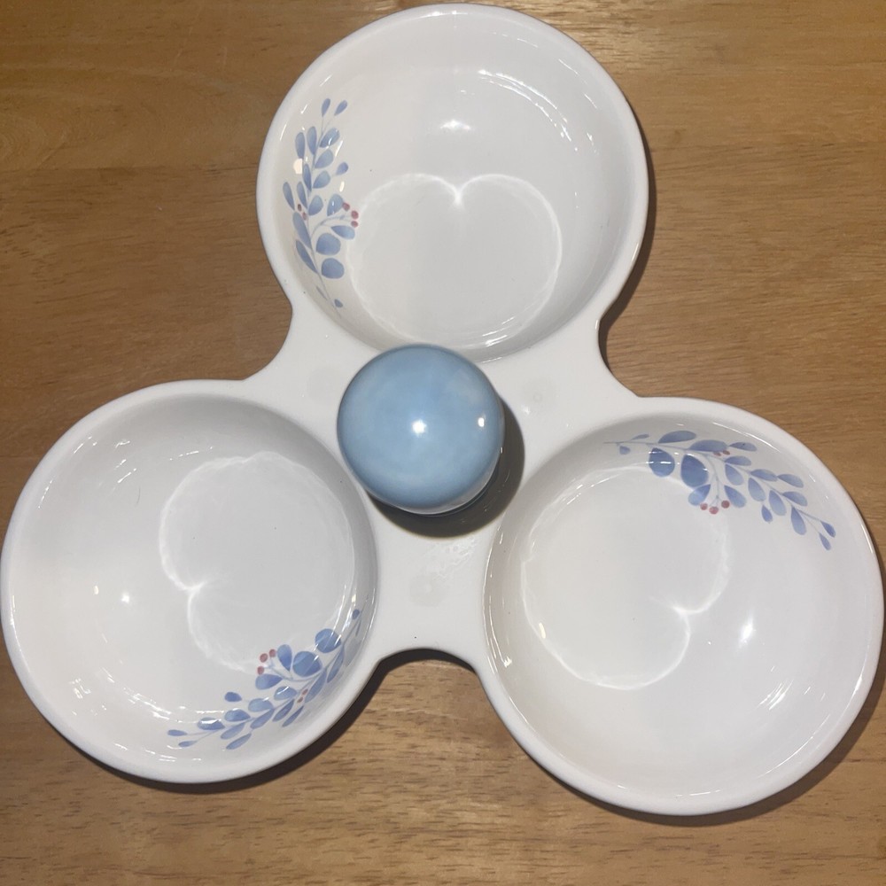 Pfaltzgraff Blue and White Relish Candy Condiment Serving Dish
