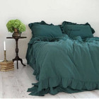 Emerald Green Ruffle Solid Color Duvet Cover 3 Piece Soft Natural duvet Cover