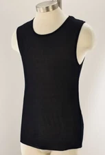AMI ALEXANDRE MATTIUSSI Navy Semi Sheer Ribbed Sleeveless Tank Top LARGE NWT