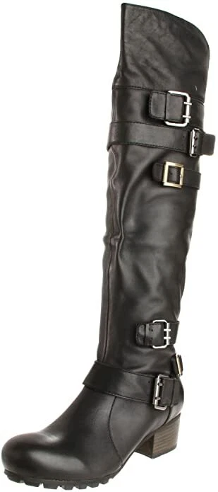 Botas con hebilla arnés de cuero negro Bacio 61 para motocicleta 8 NUEVAS $295 Foto 4 de 4