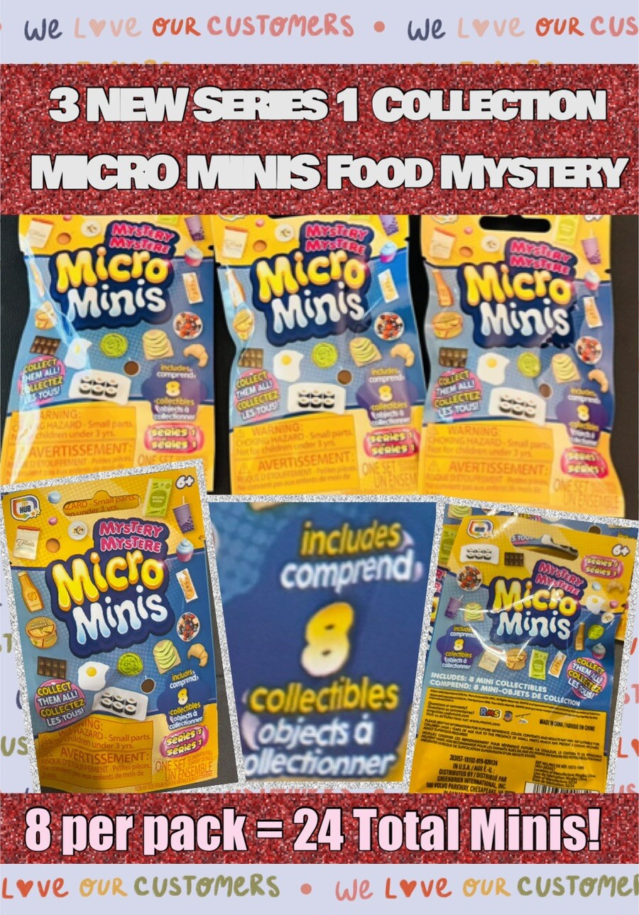 Sealed 3 Pack MYSTERY Micro MINI Food SERiES 1 COLLECTION 8 per pack 24 Total