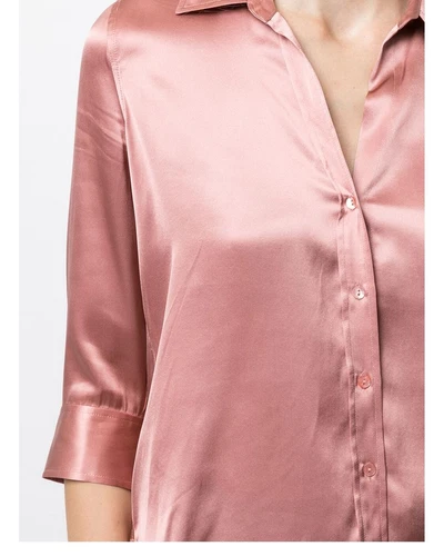 Camisa Blusa Top L'Agence Cuello en V Seda Color Sólido Manga Larga - Imagen 15 de 29