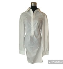 NWT PLT Cotton White Ruched Side Fitted Shirt Dress Small/Medium