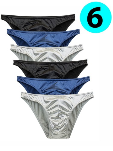 Mens Satin Bikini Briefs Panties S to 3XL Silky Sexy Mens Underwear Multi Pack - Picture 16 of 54