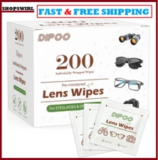 200 Count Lens Wipes for Eyeglasses, Eye Glasses Cleaner Wipes Pre-moistened Ind