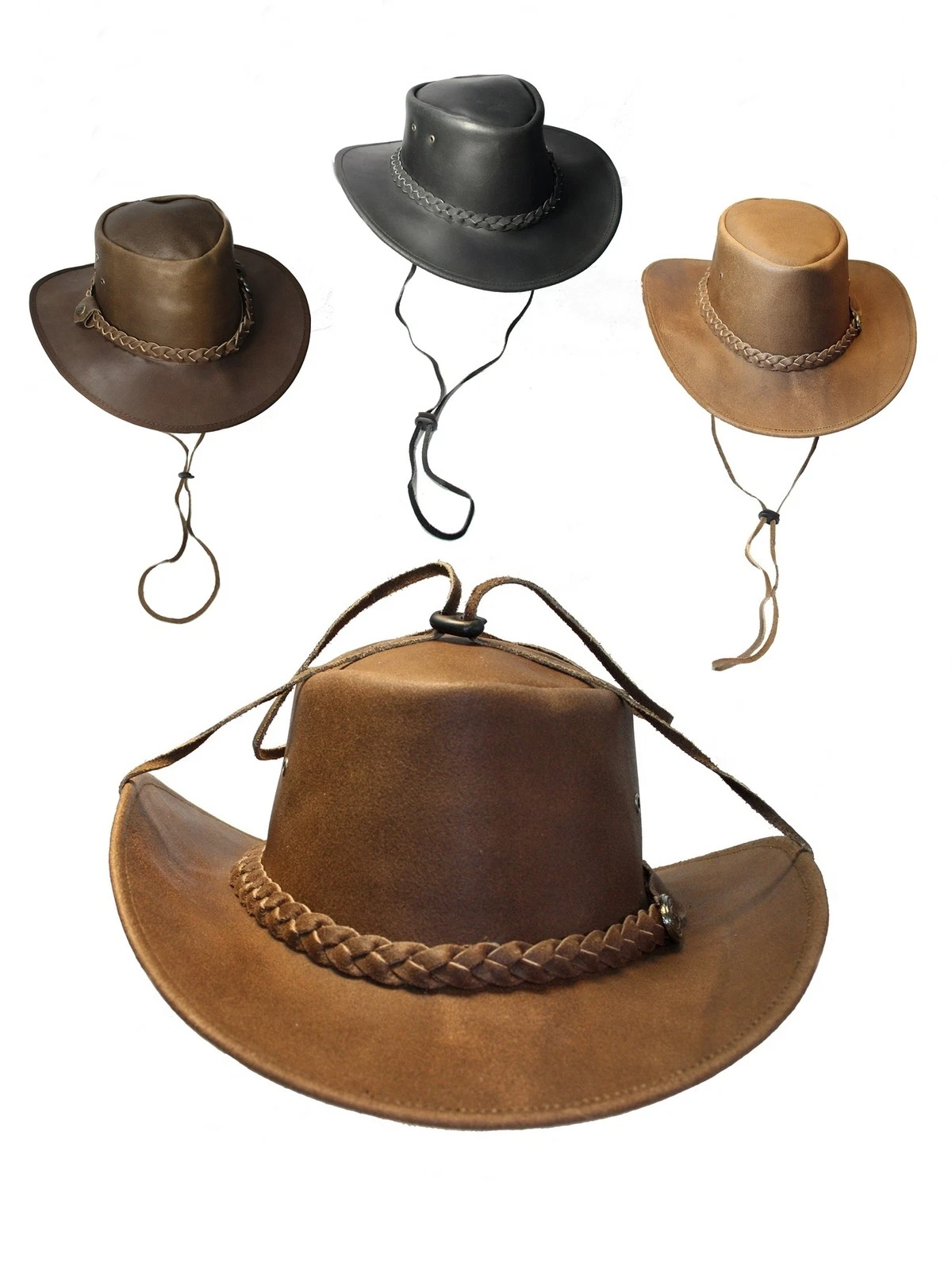 Australian Leather Outback Bush Hat Mens Ladies Kids Free Chin Strap Free Post
Opens in a new window