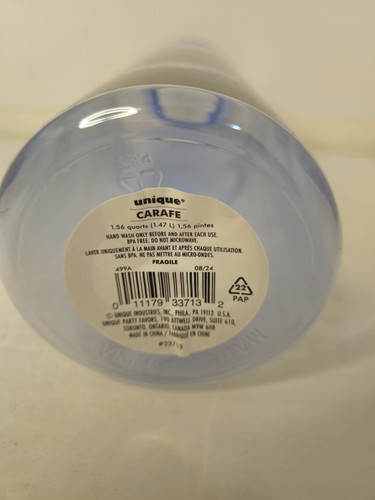 NEW-Unique Blue Long Plastic Carafe 1.56 Quarts (1.47 L) BPA Free - Picture 3 of 3
