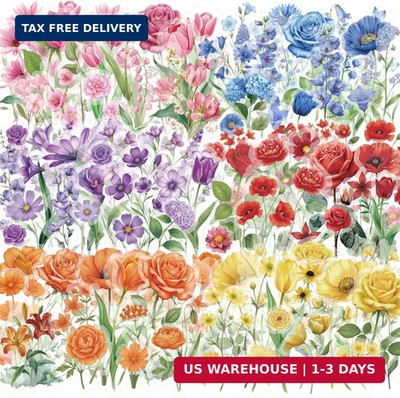 300 Pcs Transparent Flower Stickers for Scrapbooking, Journaling, Crafting