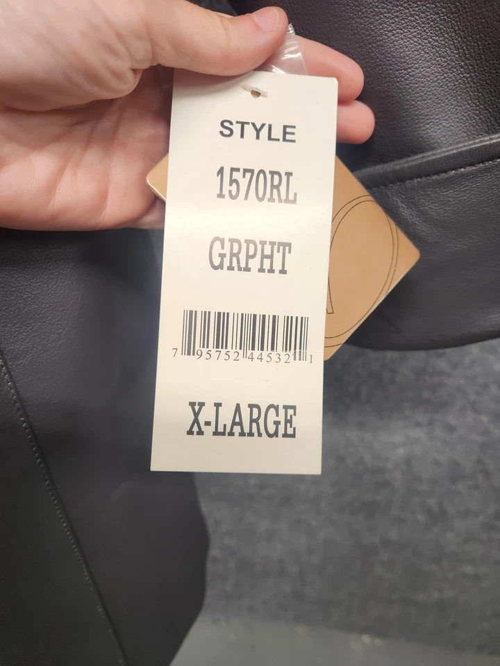 Excelled Collection Leather Coat Womens XL Gray Long Button Front Classic 1570RL - Image 4 of 4