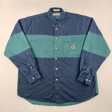 VTG Guess Jeans Medium Mens Shirt Button Down Long Sleeve Colorblock 23x27 FLAWS