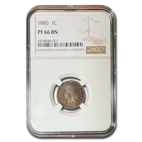 1880 Indian Head Cent PF-66 NGC (Brown)