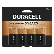 Duracell CopperTop 9 Volt Alkaline Battery, 4-Pack