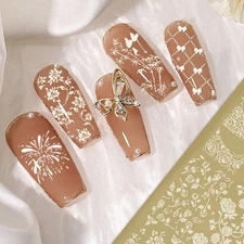 12x6cm Golden Rectangular Nail Stamping Plates Bowknot Butterfly Flower Design