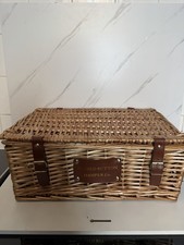 Alfred Button Hamper Co Wicker Hamper Basket Leather Straps Picnic Storage