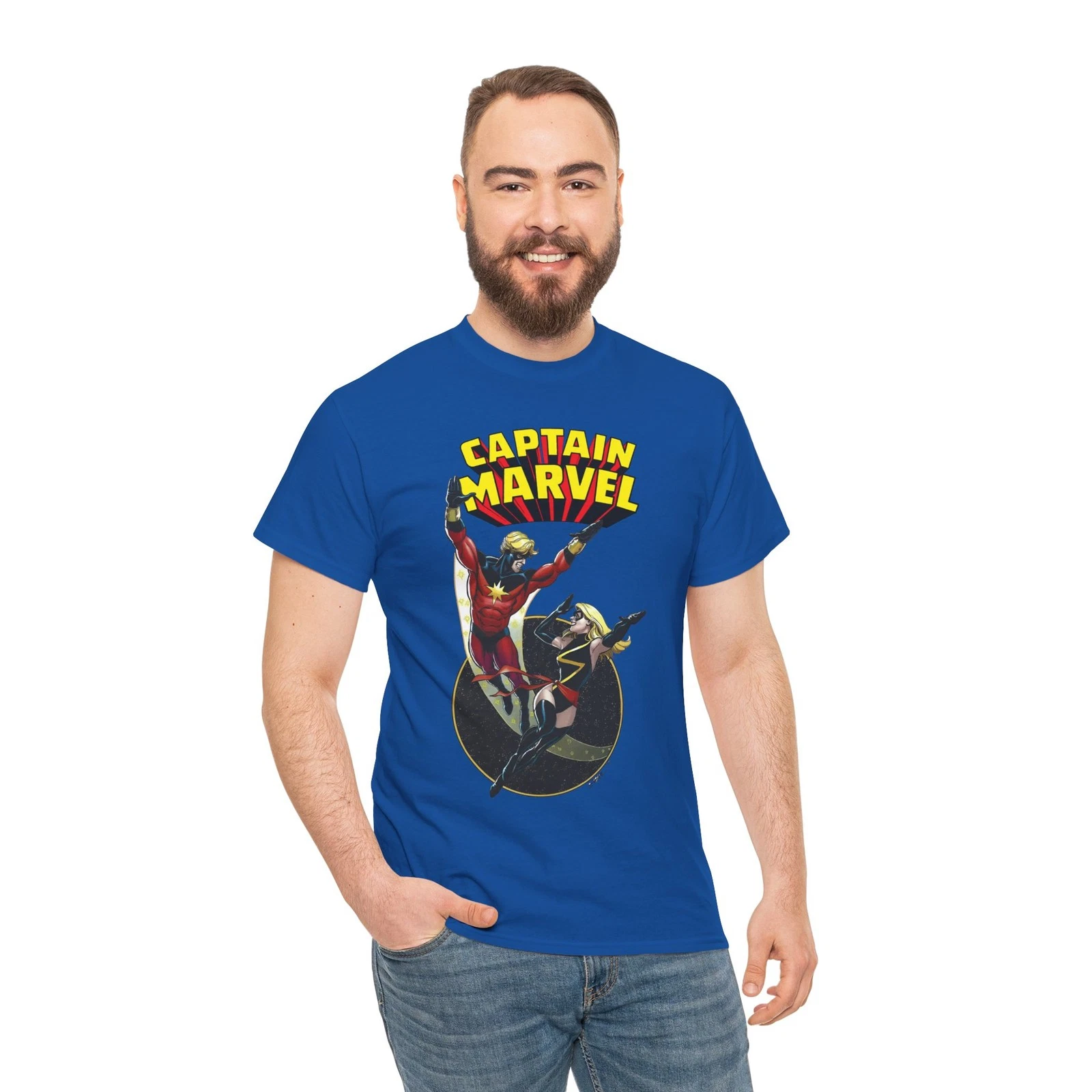 Captain Marvel T-Shirt - George Perez Art - Mar-Vell, Carol Danvers