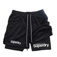 Men's 2-in-1 Super Running Shorts Quick Dry Gym Fitness Dry Training Shorts UK