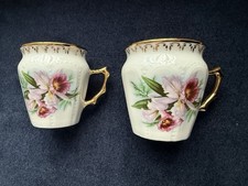 Tassen Bohemia Original 2x Blumendekor vergoldet - Wie neu