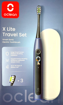 Oclean X Lite Schallzahnbürste Blau Set elektrische Zahnbürste 3 Bürstenköpfe