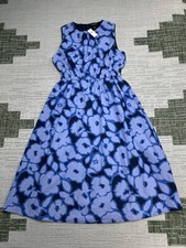 Banana Republic Gathered Elastic Waist Midi Dress Womens Small Blue Floral New