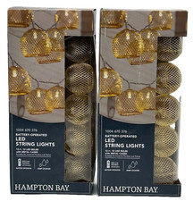 Lot of 2 Hampton Bay 10-Light 12 ft BatteryMetal LED Indoor String Lights