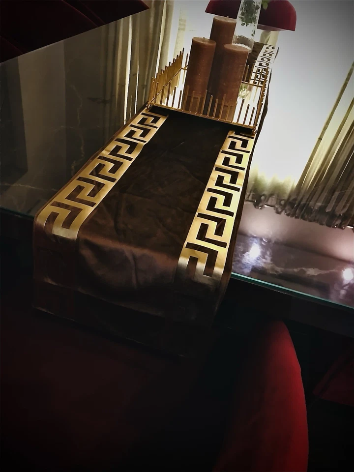 Special XMas Velvet Table Runner Greek 8pc Placemats Velvet-Gold key - Image 3 of 4