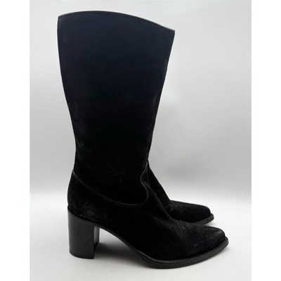 RE/DONE Womens 90s Western Knee High Boots EU 37 US 7 Black Suede EUC