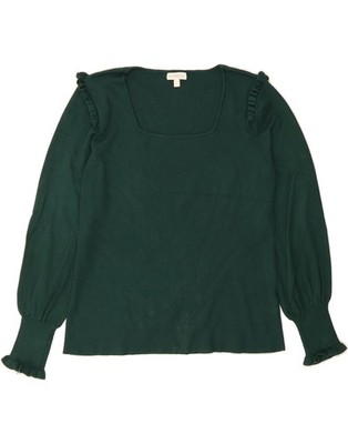 Monsoon Damen Pullover Pulli U-Boot-Ausschnitt UK 14 Large grün Viskose CM06