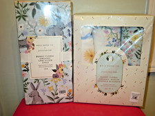 POTTERY BARN X RIFLE PAPER CO BUNNY FLORAL CRIB SHEET  SWADDLE BLANKETS SET 3