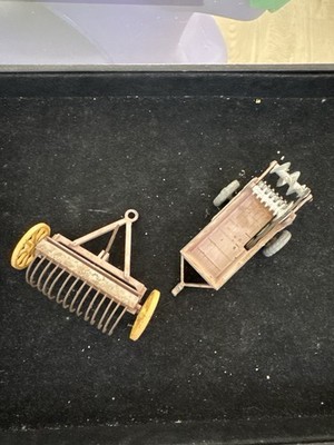 Vintage Dinky Toys Manure  Spreader and Rake Diecast Model 2 Pieces