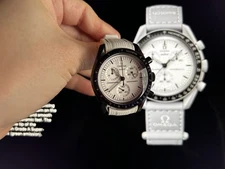 Omega x Swatch Bioceramic Moonswatch 1965 SO33M106 Steel Case Mod Newman Panda