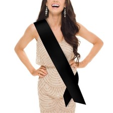 4 PCS Premium Black Satin Plain Sash for DIY Party Decorations Wedding Pageant