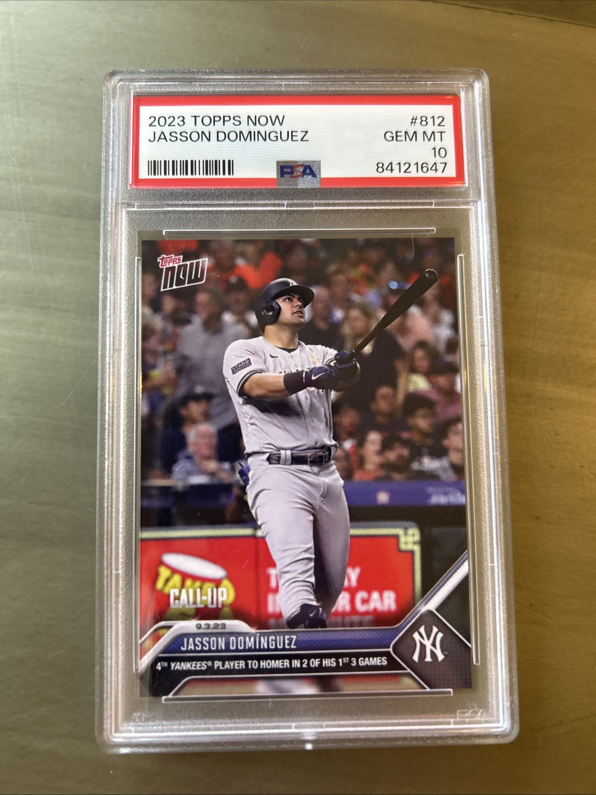 / 2023 MLB TOPPS NOW #812 Jasson Dominguez PSA 10Call-Up Pre RC Yankees