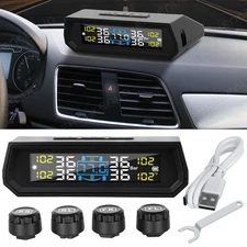 Real Time TPMS Solar Charging Type-C Port ABS Tire Pressure Tracking System set
