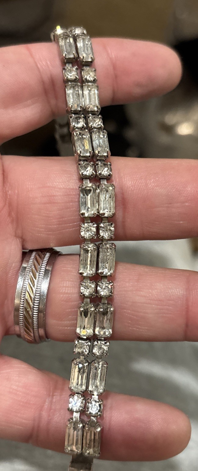 Vintsge Signed Weiss Clear Rhinestone Necklace Br… - image 12