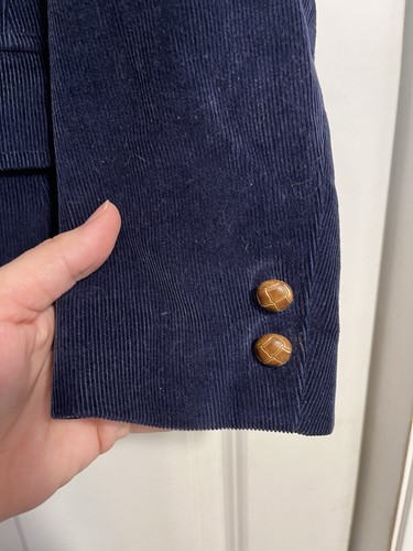 Vintage 70er 80er Jahre Cord blau Blazer Größe 12 Jacke braun Knöpfe De Mura Japan - Bild 4 von 10