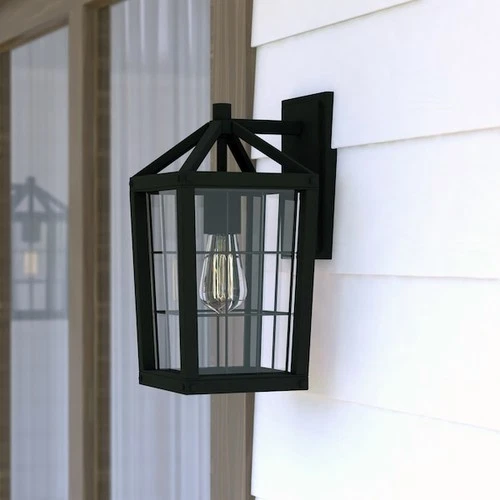 VAXCEL T0589 Gage 7-in Black Outdoor Farmhouse Wire Cage Wall Lantern, Dusk to - Picture 6 of 7