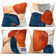 Burnt Orange Throw Pillow Covers 18x18 Set of 4 – Boho Decorative Pillow Case...