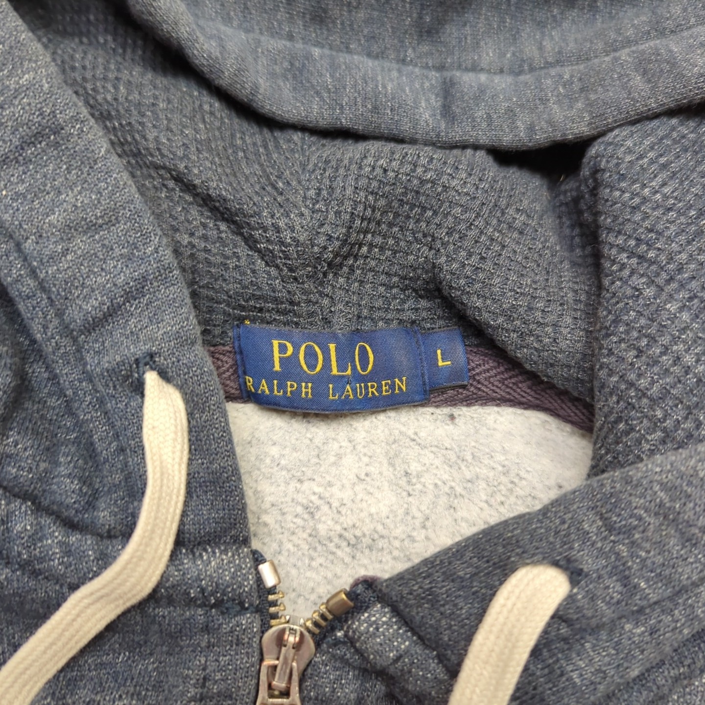 Ralph Lauren Felpa con Cappuccio Uomo Grigio Medio Bianco Zip Ricamato Pony Hooded M