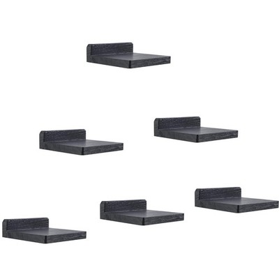 MITREL 6er Set Mini Wandregale schwimmend eckig aus Holz im Stil