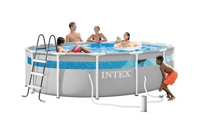 Grey - INTEX 26721MZ 14FT X 42IN PRISM FRAME CLEARVIEW ABOVE GROUND POOL Set